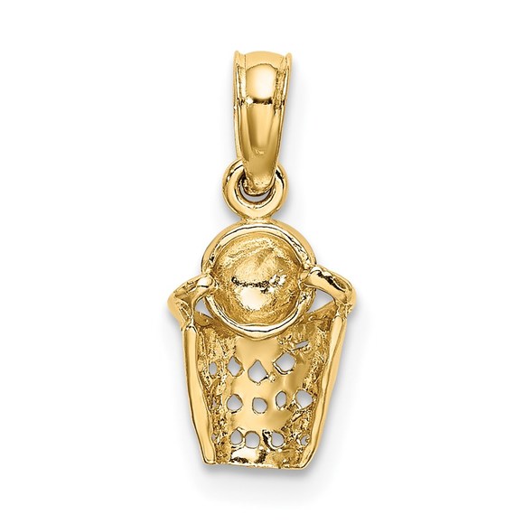 14k Yellow Gold Genuine Sports Basketball w/Net Charm - Picture 5 of 5